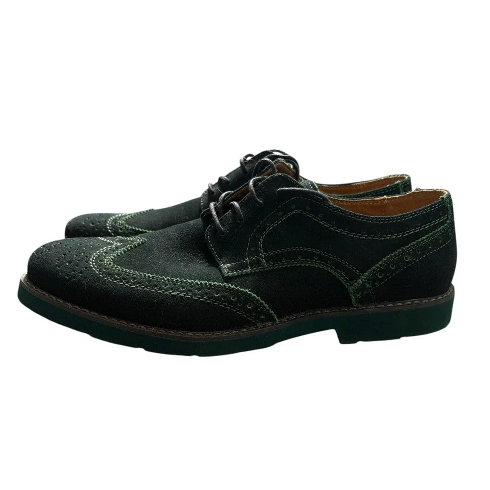 GBX Men's Zach Leather Oxford Shoes Size 11.5 Green Wing Tips Lace Up‎